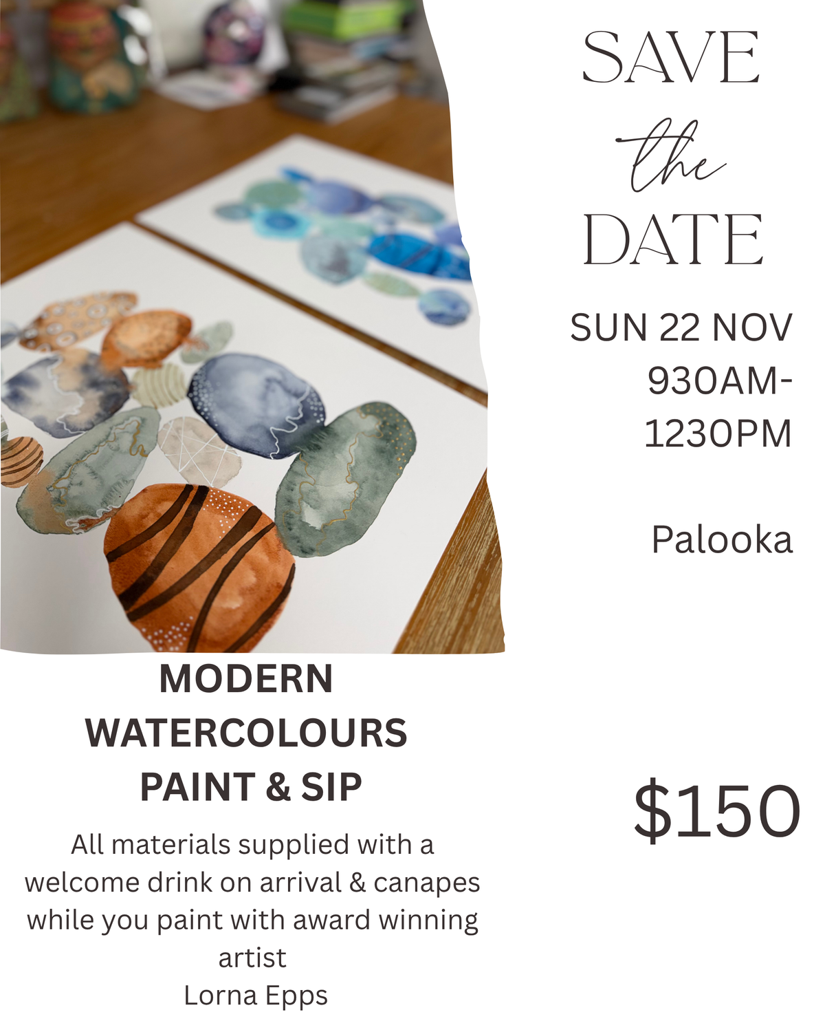 Modern Watercolours Paint & Sip Workshop